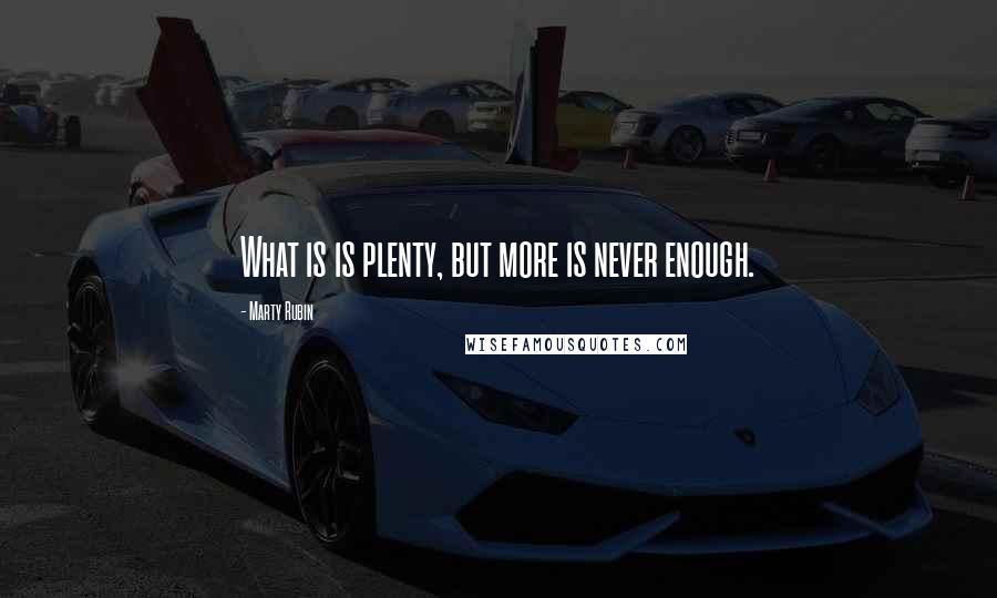 Marty Rubin Quotes: What is is plenty, but more is never enough.