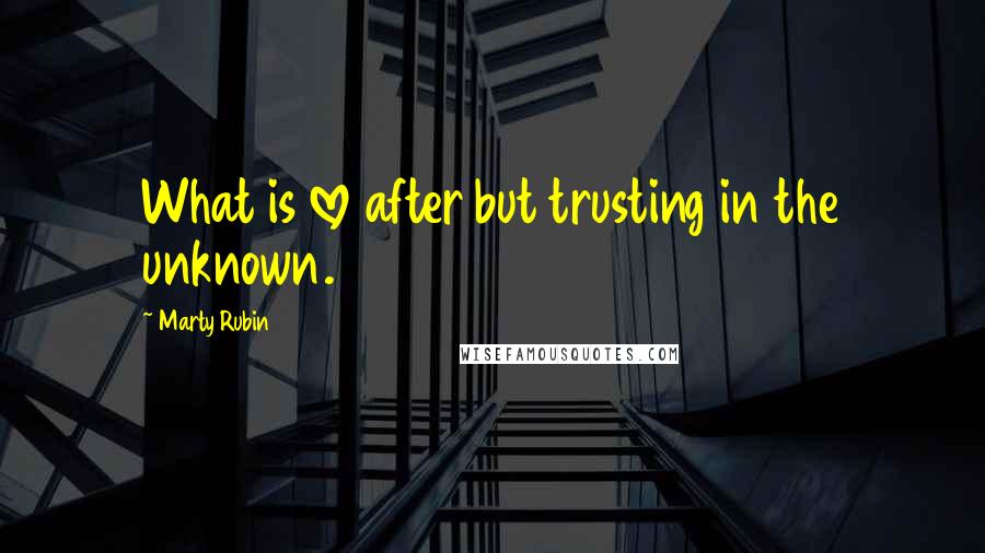 Marty Rubin Quotes: What is love after but trusting in the unknown.