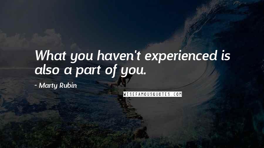 Marty Rubin Quotes: What you haven't experienced is also a part of you.