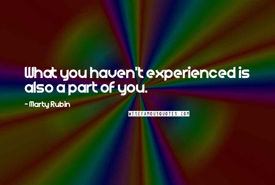 Marty Rubin Quotes: What you haven't experienced is also a part of you.