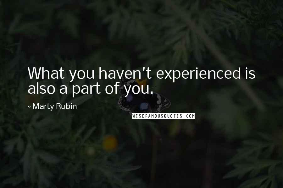 Marty Rubin Quotes: What you haven't experienced is also a part of you.