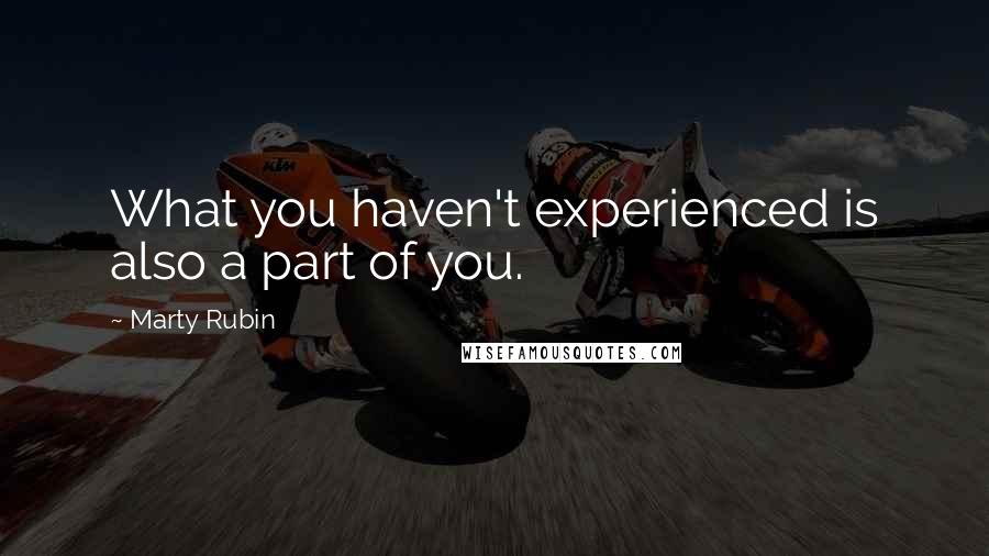 Marty Rubin Quotes: What you haven't experienced is also a part of you.