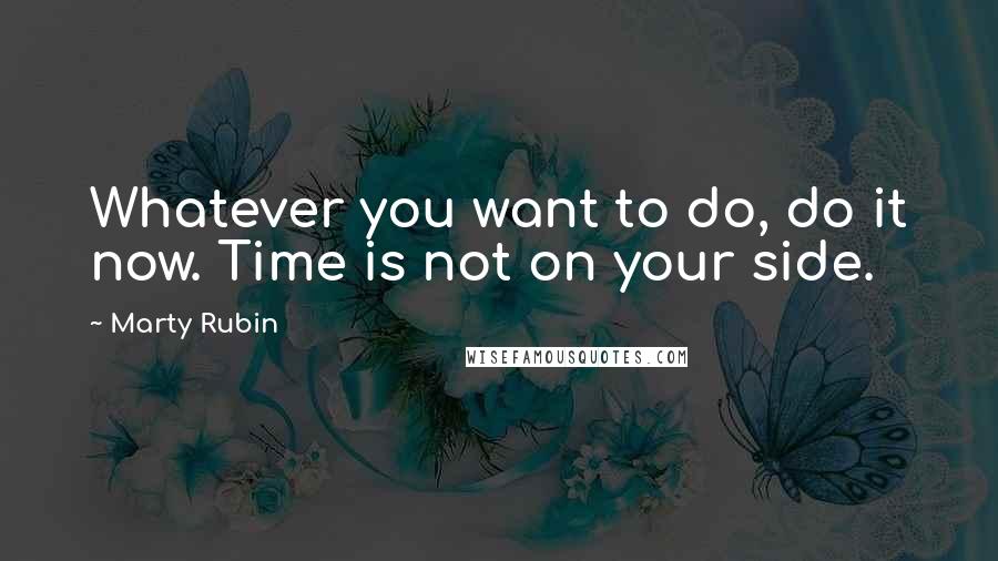 Marty Rubin Quotes: Whatever you want to do, do it now. Time is not on your side.