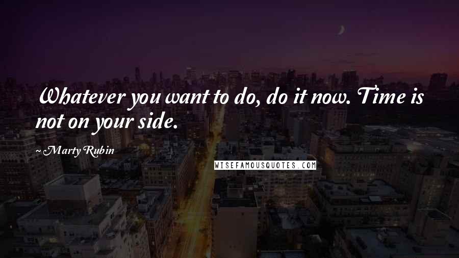 Marty Rubin Quotes: Whatever you want to do, do it now. Time is not on your side.