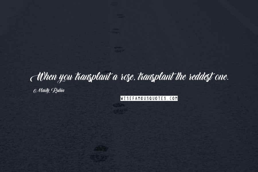 Marty Rubin Quotes: When you transplant a rose, transplant the reddest one.