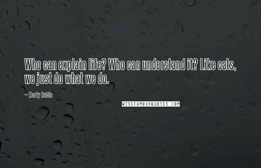 Marty Rubin Quotes: Who can explain life? Who can understand it? Like cats, we just do what we do.