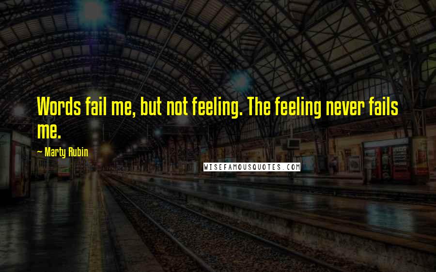 Marty Rubin Quotes: Words fail me, but not feeling. The feeling never fails me.