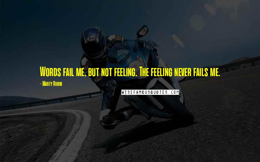 Marty Rubin Quotes: Words fail me, but not feeling. The feeling never fails me.