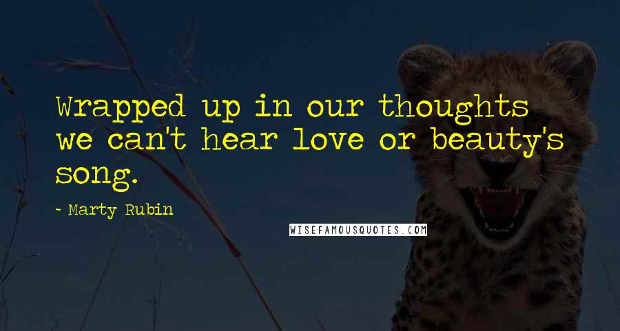 Marty Rubin Quotes: Wrapped up in our thoughts we can't hear love or beauty's song.