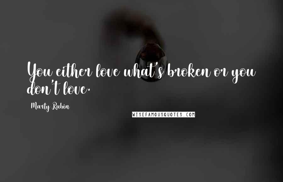 Marty Rubin Quotes: You either love what's broken or you don't love.