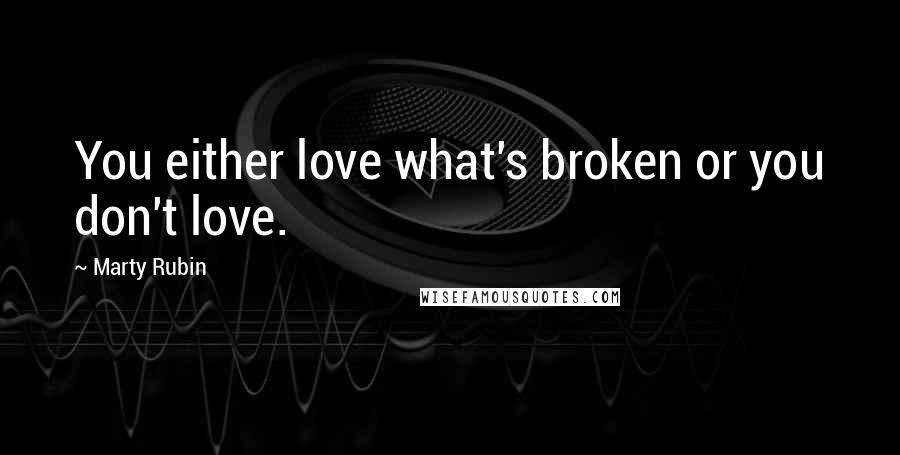 Marty Rubin Quotes: You either love what's broken or you don't love.