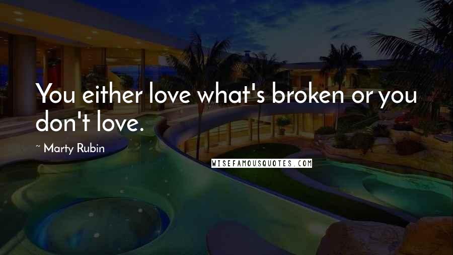 Marty Rubin Quotes: You either love what's broken or you don't love.