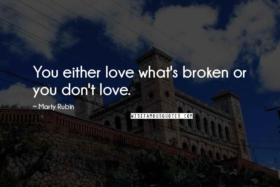 Marty Rubin Quotes: You either love what's broken or you don't love.