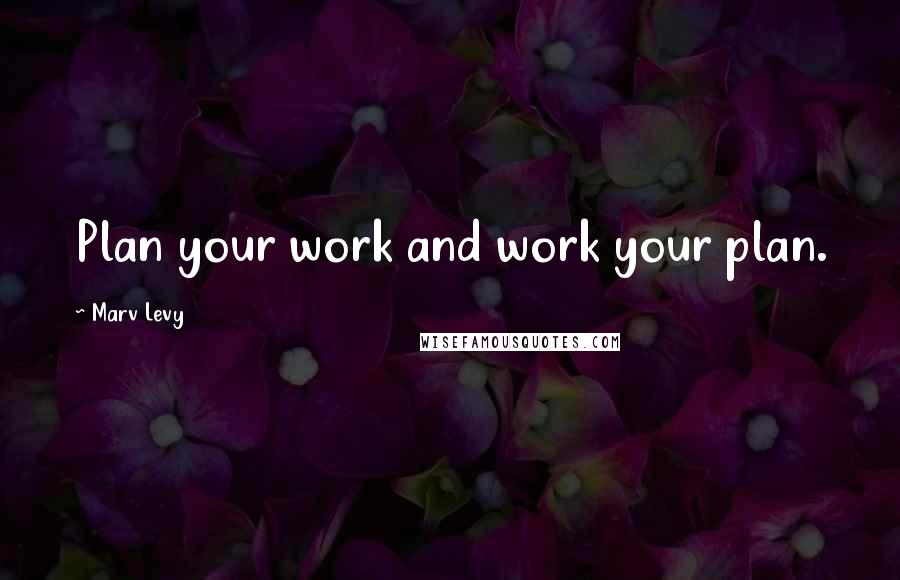 Marv Levy Quotes: Plan your work and work your plan.