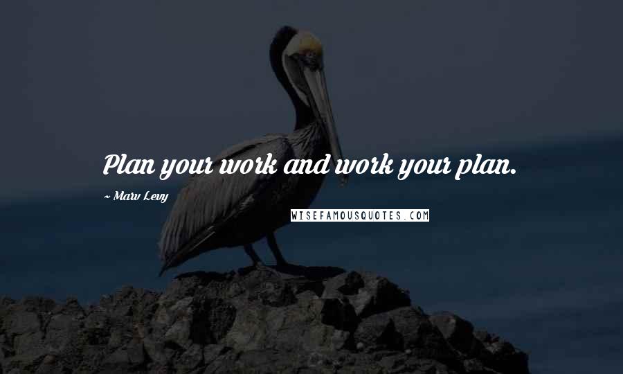 Marv Levy Quotes: Plan your work and work your plan.