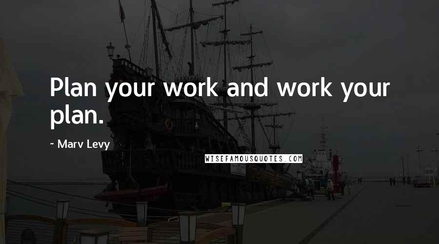 Marv Levy Quotes: Plan your work and work your plan.