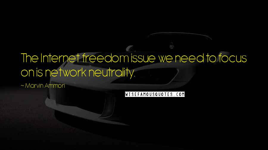 Marvin Ammori Quotes: The Internet freedom issue we need to focus on is network neutrality.