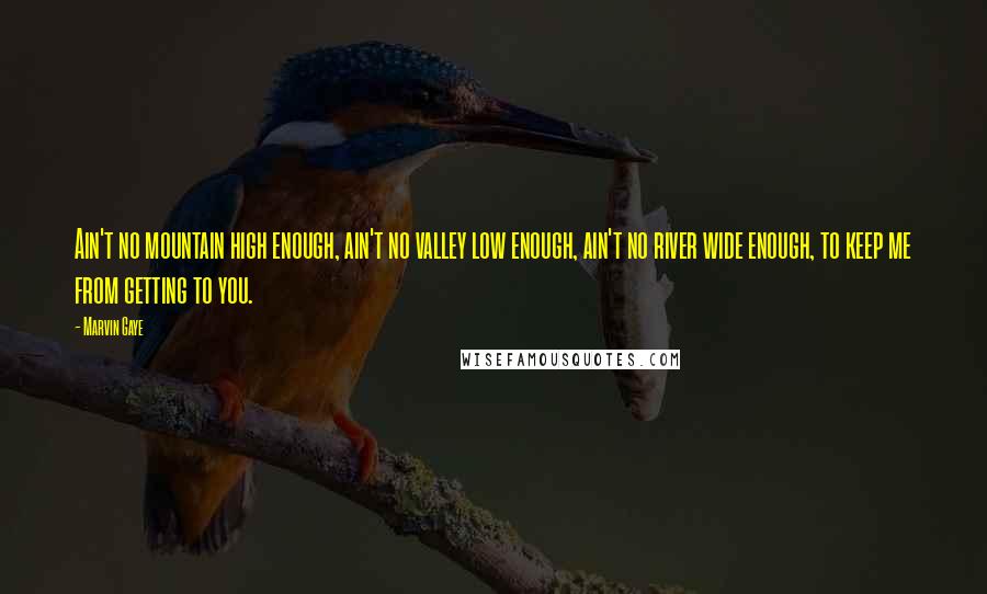 Marvin Gaye Quotes: Ain't no mountain high enough, ain't no valley low enough, ain't no river wide enough, to keep me from getting to you.