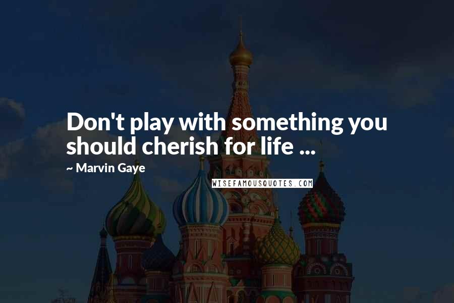Marvin Gaye Quotes: Don't play with something you should cherish for life ...