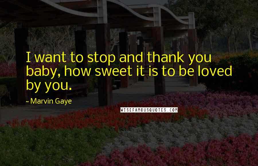 Marvin Gaye Quotes: I want to stop and thank you baby, how sweet it is to be loved by you.