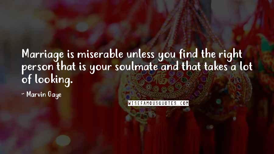 Marvin Gaye Quotes: Marriage is miserable unless you find the right person that is your soulmate and that takes a lot of looking.