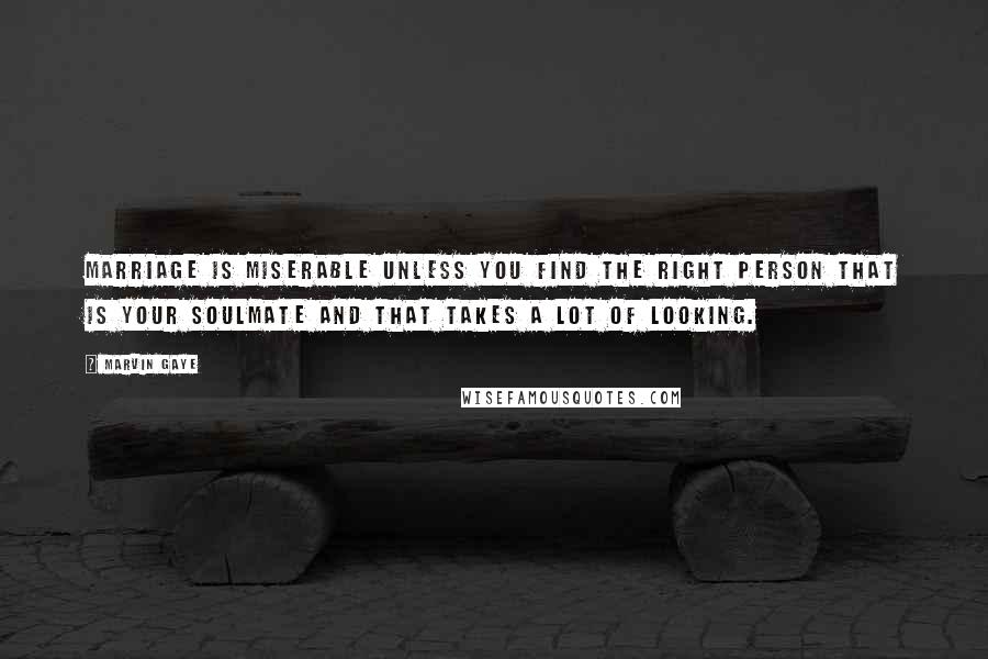 Marvin Gaye Quotes: Marriage is miserable unless you find the right person that is your soulmate and that takes a lot of looking.