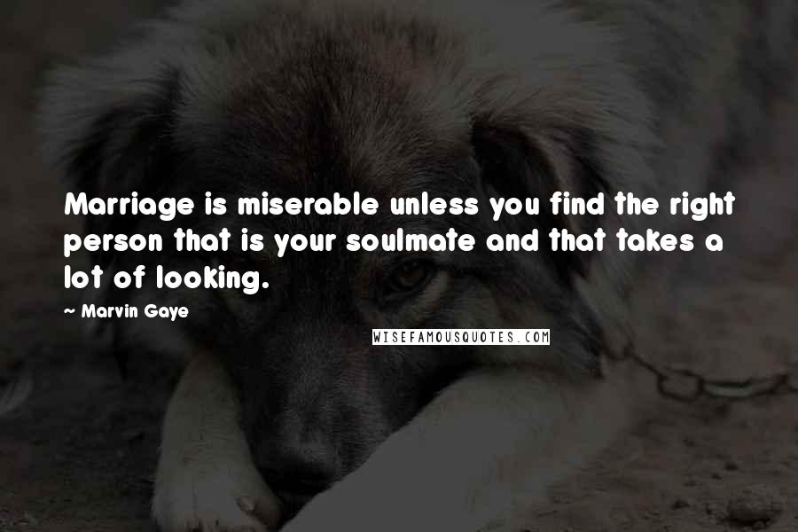 Marvin Gaye Quotes: Marriage is miserable unless you find the right person that is your soulmate and that takes a lot of looking.