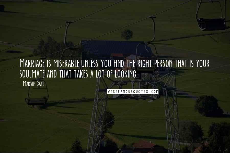 Marvin Gaye Quotes: Marriage is miserable unless you find the right person that is your soulmate and that takes a lot of looking.