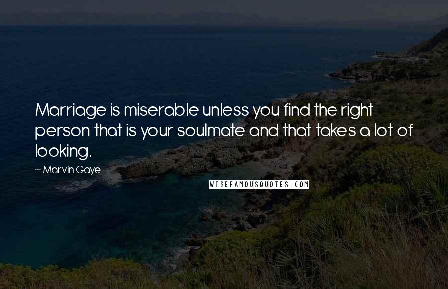 Marvin Gaye Quotes: Marriage is miserable unless you find the right person that is your soulmate and that takes a lot of looking.