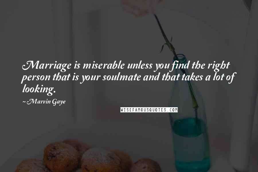 Marvin Gaye Quotes: Marriage is miserable unless you find the right person that is your soulmate and that takes a lot of looking.