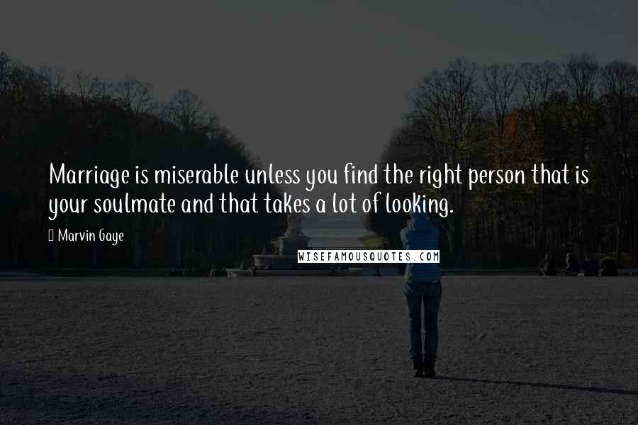 Marvin Gaye Quotes: Marriage is miserable unless you find the right person that is your soulmate and that takes a lot of looking.