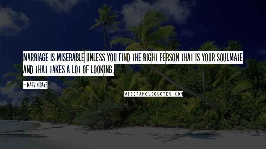 Marvin Gaye Quotes: Marriage is miserable unless you find the right person that is your soulmate and that takes a lot of looking.