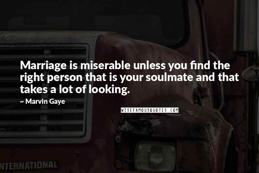 Marvin Gaye Quotes: Marriage is miserable unless you find the right person that is your soulmate and that takes a lot of looking.