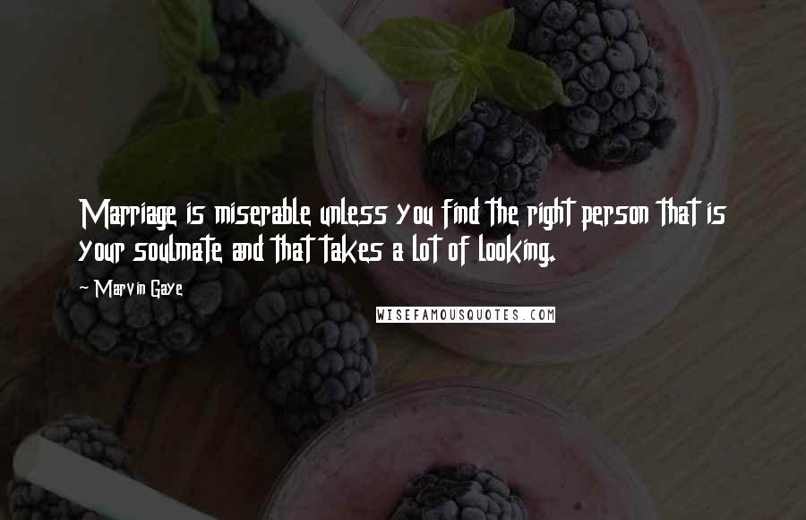 Marvin Gaye Quotes: Marriage is miserable unless you find the right person that is your soulmate and that takes a lot of looking.