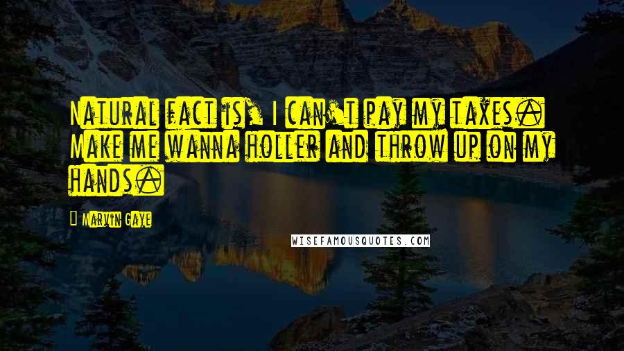 Marvin Gaye Quotes: Natural fact is, I can't pay my taxes. Make me wanna holler and throw up on my hands.