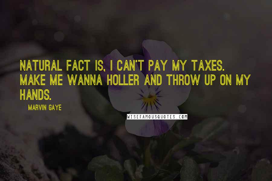 Marvin Gaye Quotes: Natural fact is, I can't pay my taxes. Make me wanna holler and throw up on my hands.