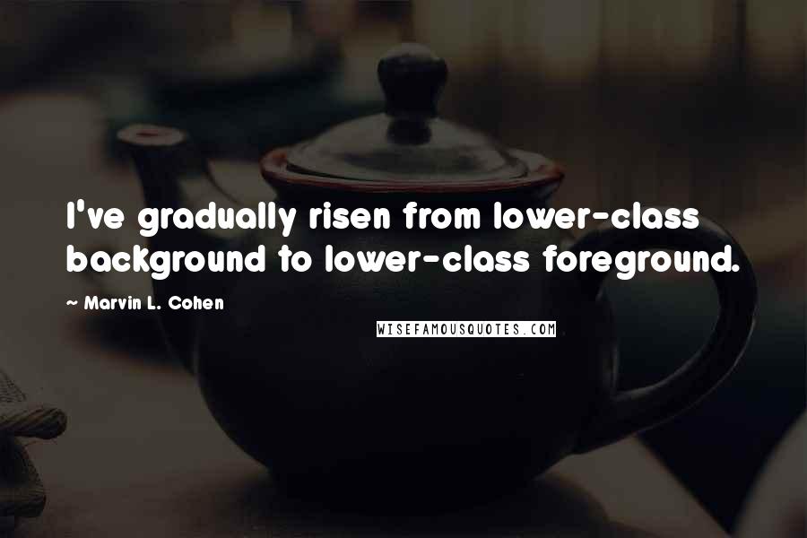 Marvin L. Cohen Quotes: I've gradually risen from lower-class background to lower-class foreground.