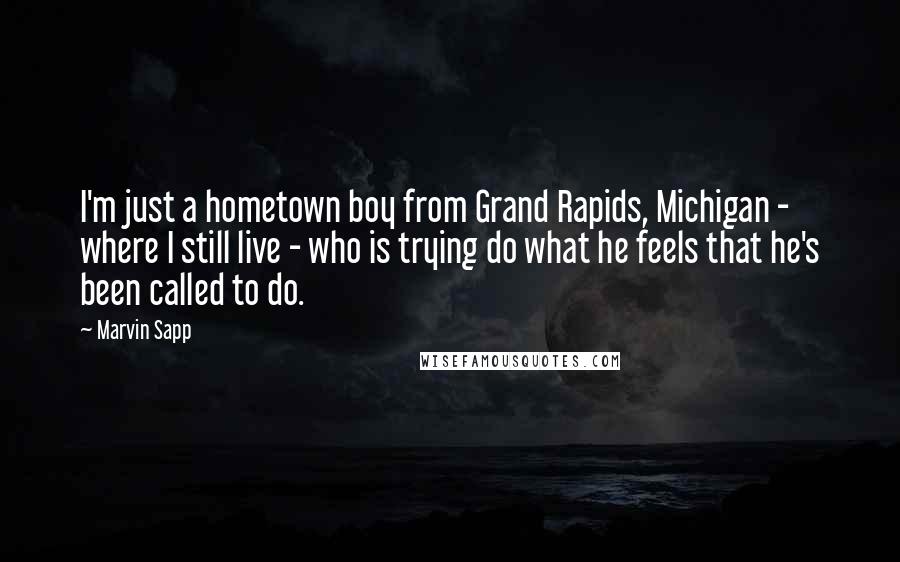 Marvin Sapp Quotes: I'm just a hometown boy from Grand Rapids, Michigan - where I still live - who is trying do what he feels that he's been called to do.