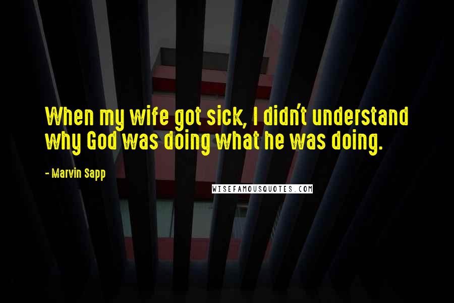 Marvin Sapp Quotes: When my wife got sick, I didn't understand why God was doing what he was doing.