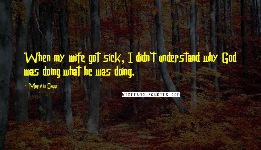 Marvin Sapp Quotes: When my wife got sick, I didn't understand why God was doing what he was doing.