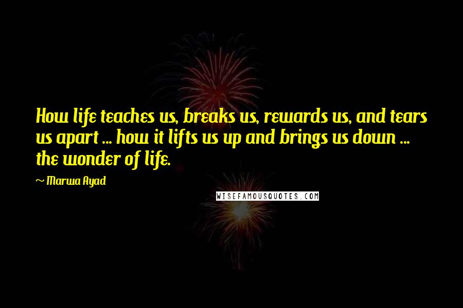 Marwa Ayad Quotes: How life teaches us, breaks us, rewards us, and tears us apart ... how it lifts us up and brings us down ... the wonder of life.