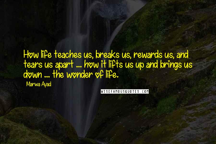 Marwa Ayad Quotes: How life teaches us, breaks us, rewards us, and tears us apart ... how it lifts us up and brings us down ... the wonder of life.