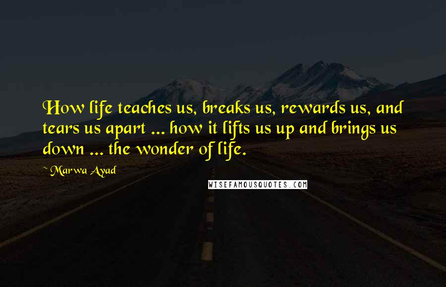 Marwa Ayad Quotes: How life teaches us, breaks us, rewards us, and tears us apart ... how it lifts us up and brings us down ... the wonder of life.