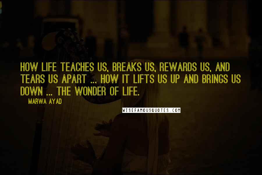 Marwa Ayad Quotes: How life teaches us, breaks us, rewards us, and tears us apart ... how it lifts us up and brings us down ... the wonder of life.