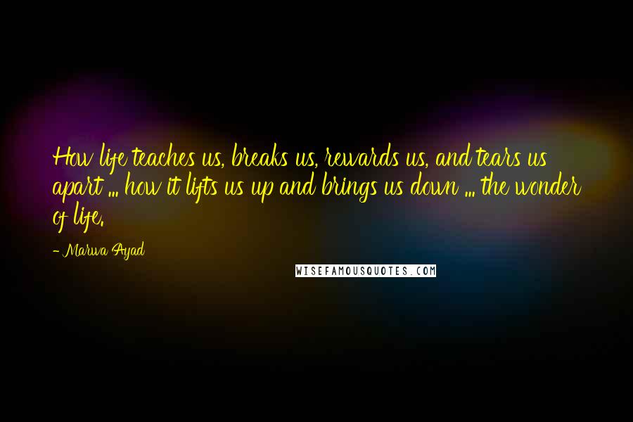 Marwa Ayad Quotes: How life teaches us, breaks us, rewards us, and tears us apart ... how it lifts us up and brings us down ... the wonder of life.