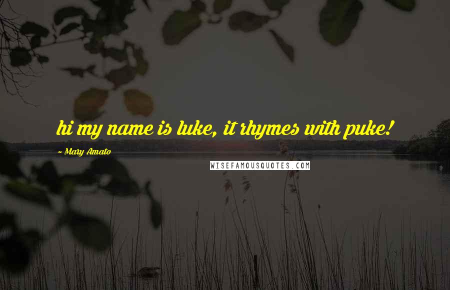 Mary Amato Quotes: hi my name is luke, it rhymes with puke!