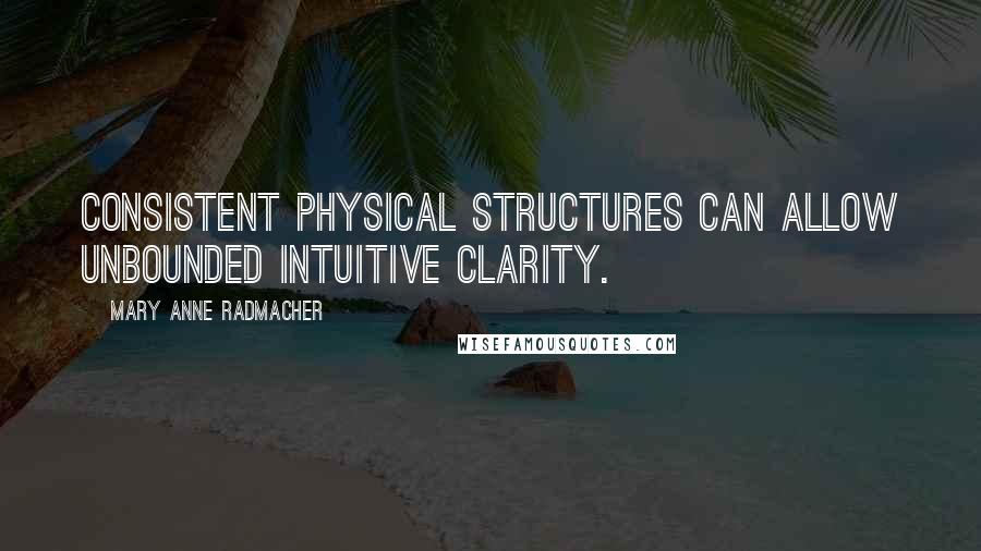Mary Anne Radmacher Quotes: Consistent physical structures can allow unbounded intuitive clarity.