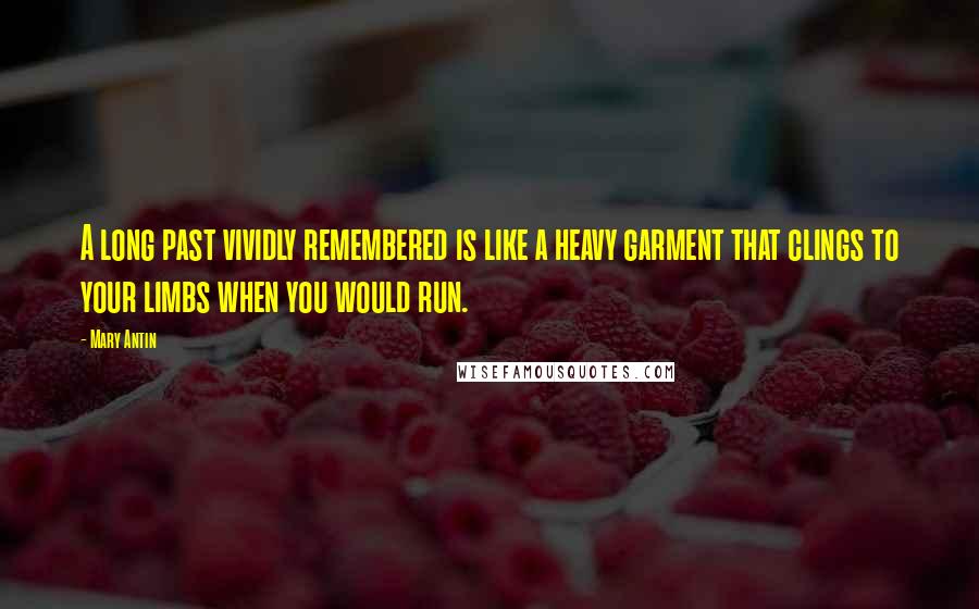 Mary Antin Quotes: A long past vividly remembered is like a heavy garment that clings to your limbs when you would run.