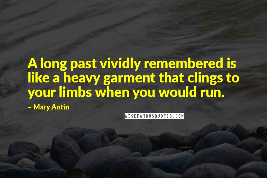 Mary Antin Quotes: A long past vividly remembered is like a heavy garment that clings to your limbs when you would run.