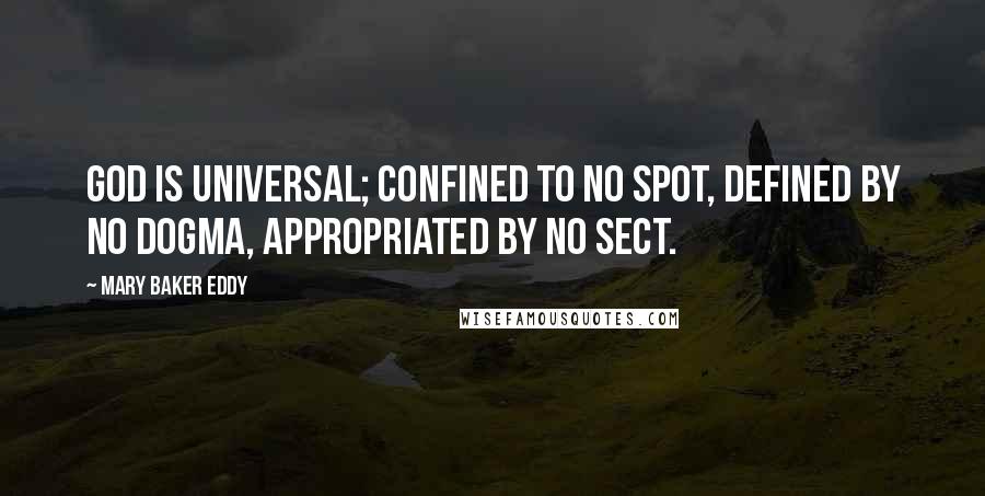 Mary Baker Eddy Quotes: God is universal; confined to no spot, defined by no dogma, appropriated by no sect.